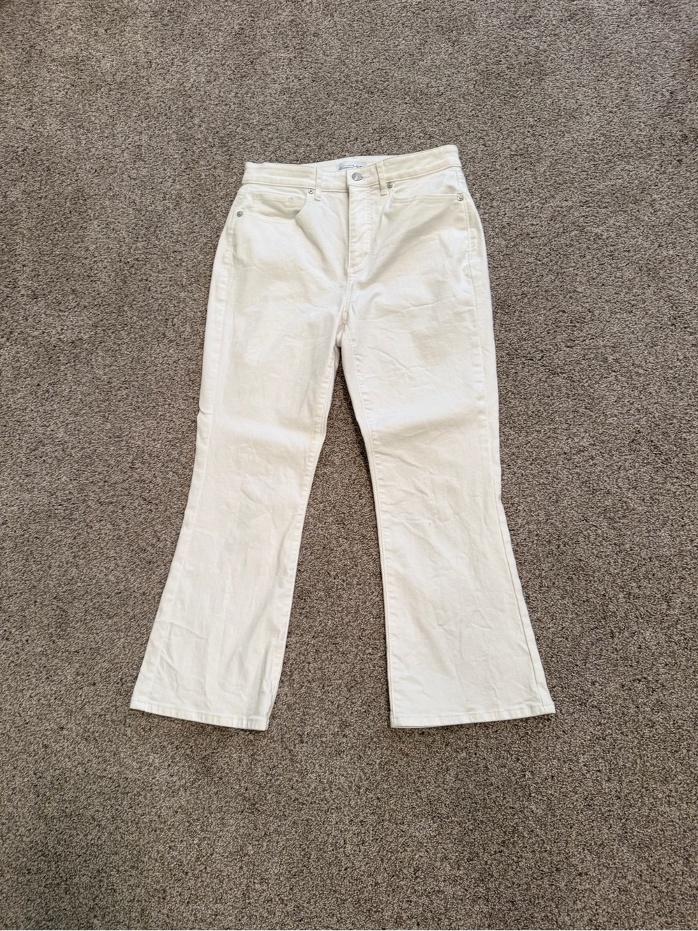 Women's Cream High-Rise Straight Jeans kick crop